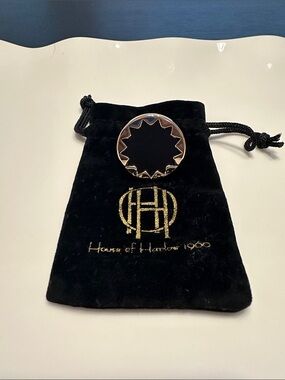 House of Harlow 1960 Black Leather Sunburst Ring
